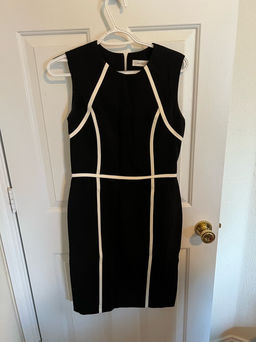 Calvin Klein Black Midi Dress with White Piping
